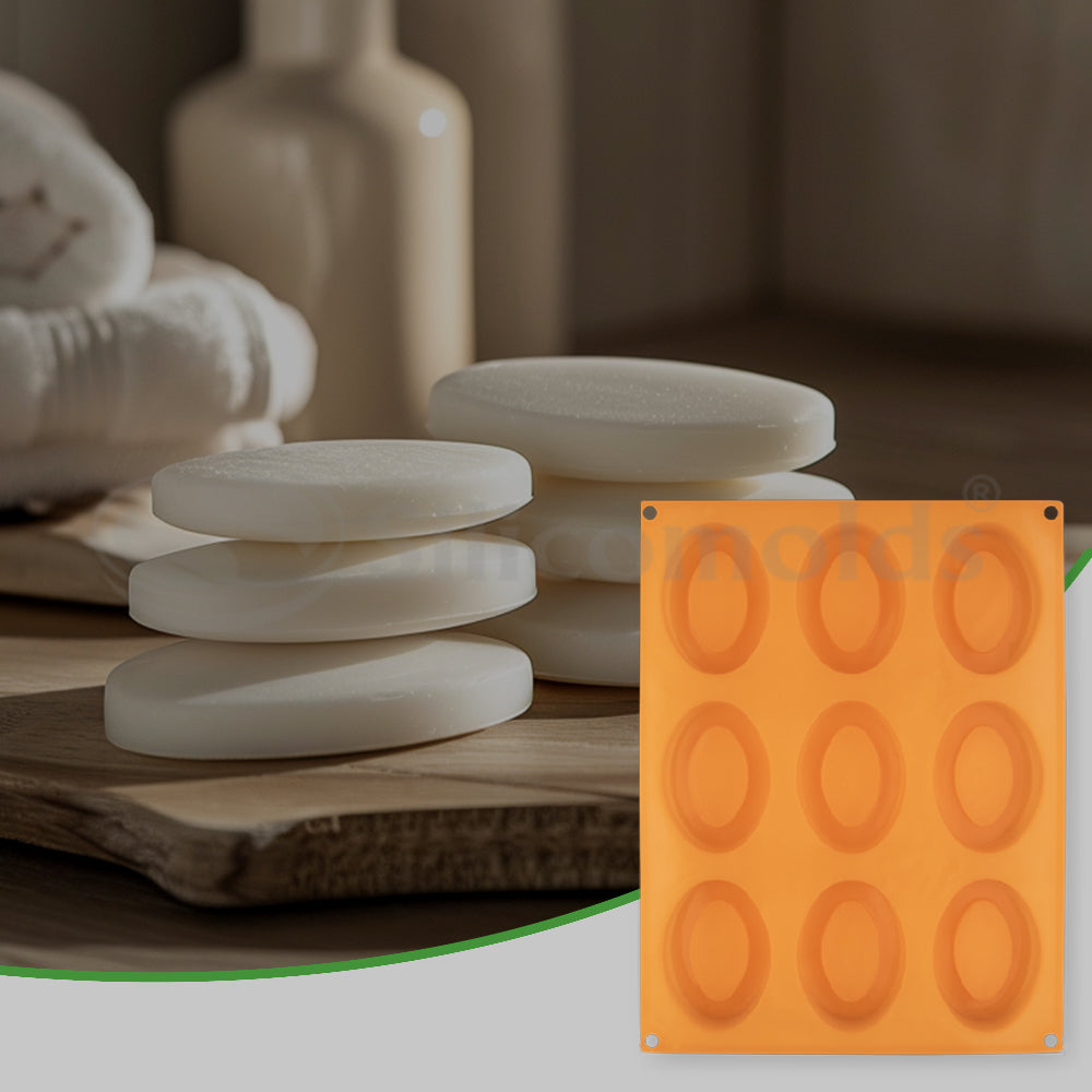 SILICOMOLDS-100gms -Oval Pears Shape - 9 Cavities Silicone Soap Mold-URP056SM